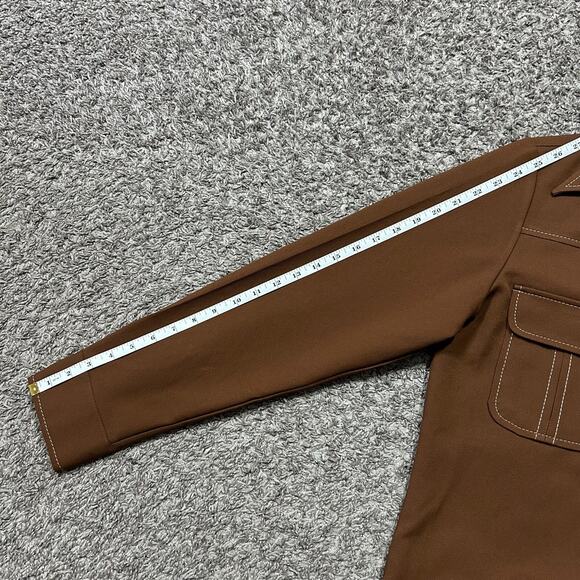 Vintage 70s JC Penney Leisure Jacket Polyester Disco Coat Dark Brown 42R Large - Picture 7 of 12